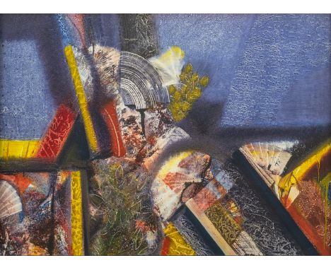 Kóka, FerencBudapest, 1934 - 199758 x 79 cm, R.Komposition, 1980. Acryl auf Hartfaserplatte. In Ritzung unten links signiert 