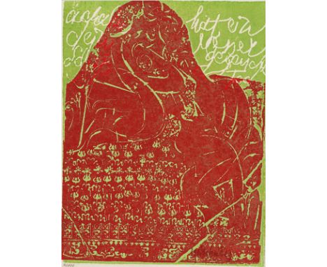Grieshaber, HAPRot an der Rot, 1909 - Reutlingen, 1981Blattgröße: 27 x 20,7 cm, o. R."Achalm", 1969. Farbholzschnitt auf Japa
