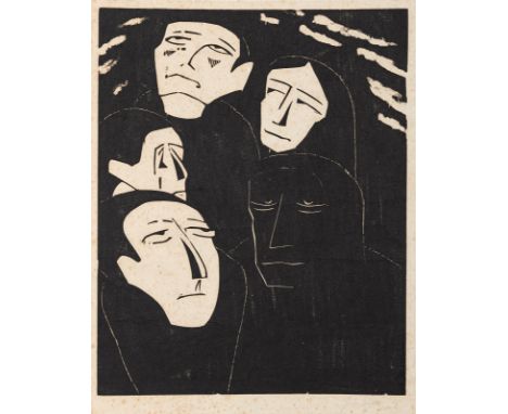 Gramatté, WalterBerlin, 1897 - Hamburg, 1929Blattgröße: 51 x 39 cm; 40 x 31,5 cm, o. R.Lauschen, 1920. Holzschnitt auf Japanp