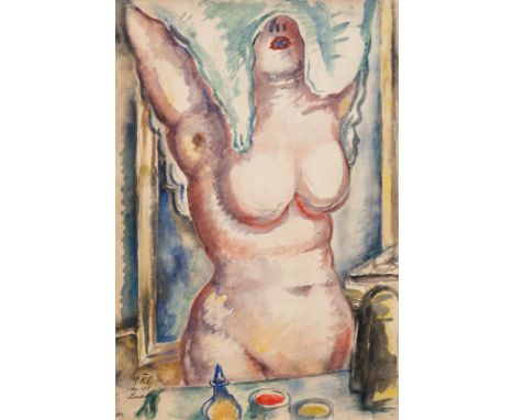 Kleinschmidt, PaulBublitz, 1883 - Bensheim/Bergstrasse, 194969,4 x 46,2 cm, R."Das weisse Hemd (In der Garderobe)", 1941. Aqu