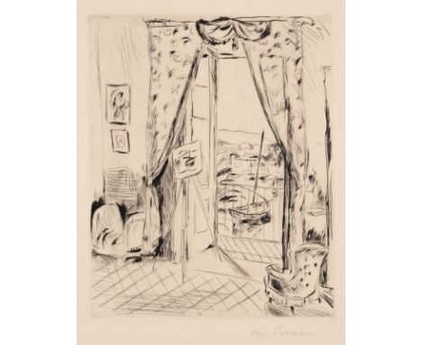 Purrmann, HansSpeyer, 1880 - Basel, 1966Blattgröße: 38,7 x 29 cm; 24,5 x 19,3 cm, o. R."Interieur Porto d'Ischia", 1921/1922.
