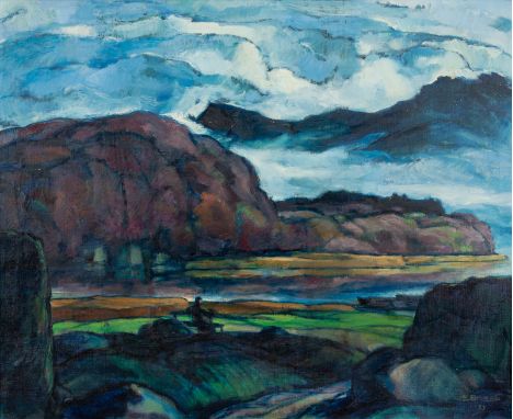 Skell, FritzMünchen, 1885 - Dießen am Ammersee, 196178 x 96 cm, R.Voralpenlandschaft, 1929. Öl auf Leinwand. In Öl unten rech
