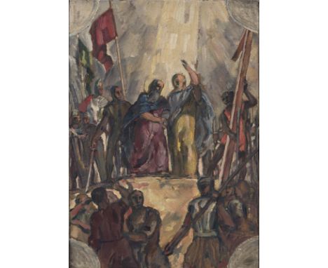 Caspar, KarlFriedrichshafen, 1879 - Degerndorf, 195676 x 54 cm, R."Petrus und Paulus - Skizze zum Deckengemälde in Maselheim 