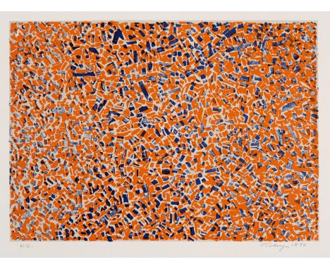 Tobey, MarkCenterville/Wisconsin, 1890 - Basel, 1976Blattgröße: 32,7 x 42,2 cm; 21 x 29,5 cm, o. R.Gathering, 1970. Farblitho