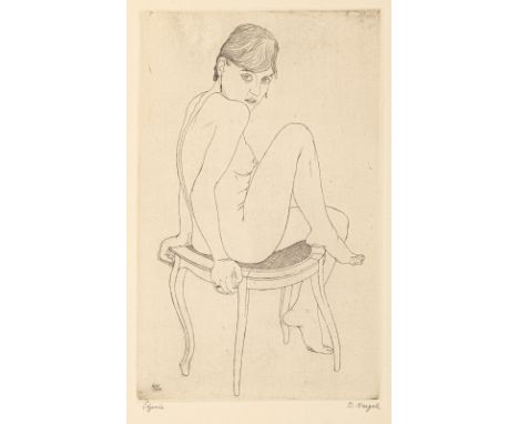Nägele, ReinholdMurrhardt, 1884 - Stuttgart, 1972Blattgröße 38 x 26,5 cm; 27,5 x 16,5 cm, o. R."Sitzende", 1928. Radierung au