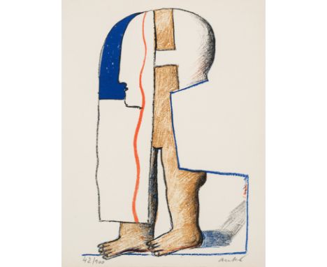 Antes, HorstHeppenheim, geboren 1936Blattgröße: 27 x 21 cm, o. R."Verhüllte Figur", 1965. Farblithografie auf Bütten aus der 