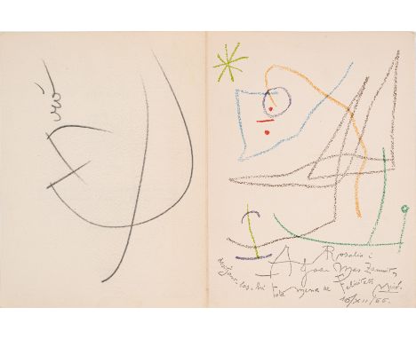 Miró, JoanBarcelona, 1893 - Palma de Mallorca, 198319,6 x 12,4 cm, o. R.Ohne Titel, 1966. Farbserigraphie auf leichtem Karton