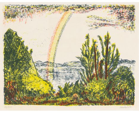 Heckel, ErichDöbeln, 1883 - Hemmenhofen, 1970Blattgröße: 56 x 76,4 cm; 44 x 57 cm, o. R."Regenbogen", 1964. Farblithografie a