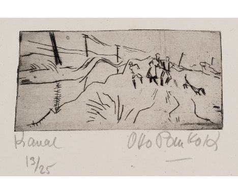 Pankok, OttoMühlheim/Ruhr, 1993 - Wesel, 1966Blattgröße: 30 x 41 cm; 7,3 x 15,5 cm, o. R."Kanal", um 1920. Radierung auf Bütt