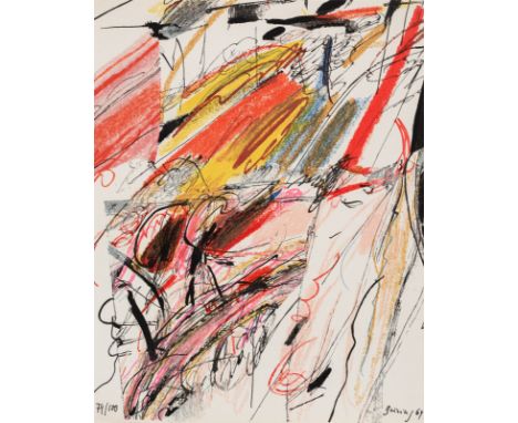 Brüning, PeterDüsseldorf, 1929 - Ratingen, 197027 x 21 cm, o. R.Ohne Titel, 1969. Farbserigraphie auf Karton aus der Folge "D