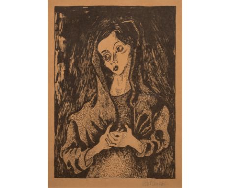 Pankok, OttoMühlheim/Ruhr, 1993 - Wesel, 196636 x 32 cm, R.Junge Frau, 1937. Lithografie auf beigem Papier. In Bleistift unte