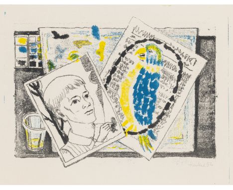 Heckel, ErichDöbeln, 1883 - Hemmenhofen, 1970Blattgröße: 50 x 63,5 cm; 30,8 x 43,3 cm, o. R."Mädchenbildnis", 1953. Farblitho