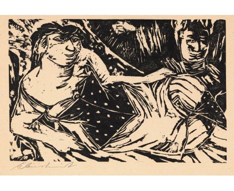 Kleinschmidt, PaulBublitz, 1883 - Bensheim/Bergstrasse, 1949Blattgröße: 41 x 53,5 cm; 24 x 36 cm, o. R.Liegende Frau, 1923. H