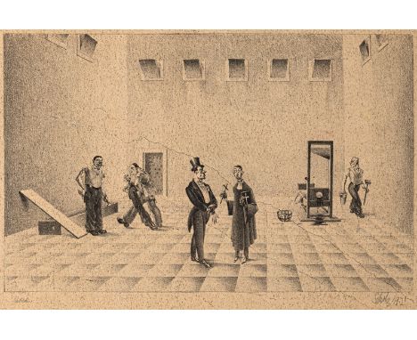 Scholz, GeorgWolfenbüttel, 1890 - Waldkirch, 1945Blattgröße: 29,7 x 41 cm; 21 x 32,5 cm, o. R.Hinrichtung, 1921. Lithografie 