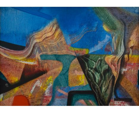 Kóka, FerencBudapest, 1934 - 199754 x 74 cm, R.Komposition, 1974. Acryl auf Hartfaserplatte. In Ritzung unten links signiert 