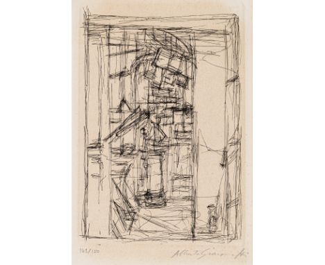 Giacometti, AlbertoBorganovo, 1901 - Chur, 1966Blattgröße: 25 x 16,2 cm; 20,9 x 14,2 cm, R."Interior with the stove", 1956. R