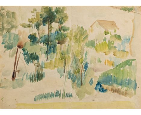 Wörn, WalterStuttgart, 1901 - 196333 x 44,5 cm, R.Haus in Landschaft, um 1920/1930. Aquarell auf festem Papier. In Aquarell u