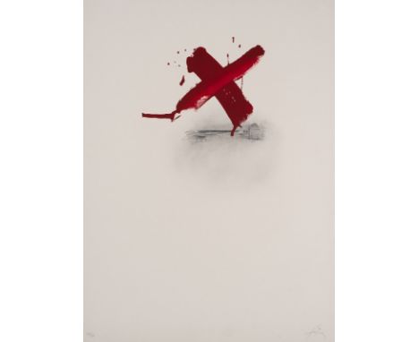 Tàpies, AntoniBarcelona, 1923 - 2012Blattgröße: 61 x 44,5 cm, o. R.Ohne Titel, 1973. Farblithografie mit Reliefprägung auf Bü