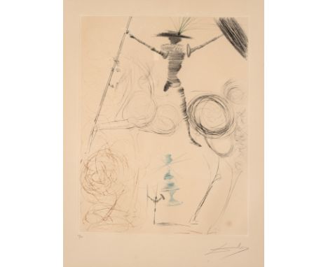 Dalí, SalvadorFigueras, 1904 - Cadaques, 198951 x 39 cm, R."Don Quichotte", 1970. Farbradierung auf Bütten aus der Folge "Don