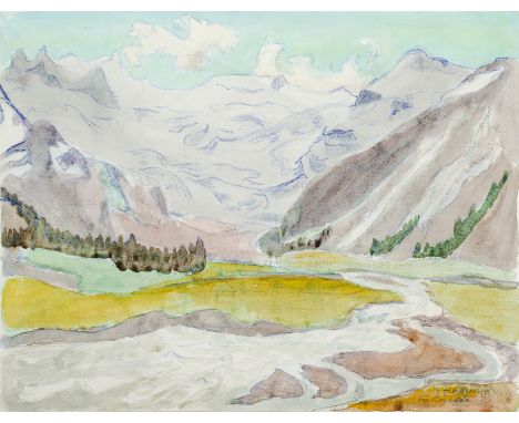 Heckel, ErichDöbeln, 1883 - Hemmenhofen, 197048,5 x 62,5 cm, R."Im Rosegtal II", 1961. Aquarell und Farbstift auf Bütten aus 