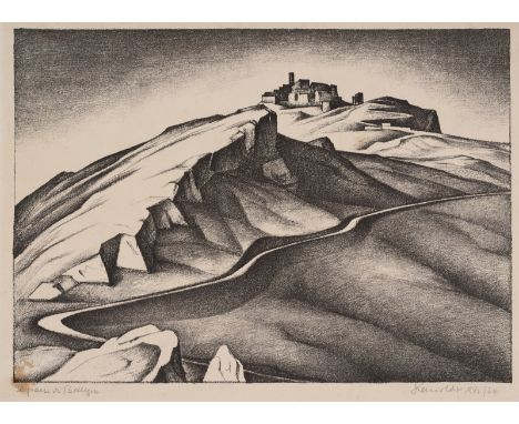 Kanoldt, AlexanderKarlsruhe, 1881 - Berlin, 1939Blattgröße: 46,5 x 57,5; 23,7 x 33 cm, o. R."Il paese di Bellegra", 1924. Lit