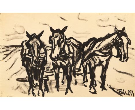 Winkler, FritzDresden, 1894 - 196431,5 x 47,5 cm, o. R."Dreiergespann", 1929. Tusche auf Papier. In Tusche unten rechts monog