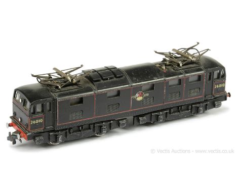 Trix Twin 3-rail B-Bo BR lined black EM1 Class Overhead Electric Loco No.26010, both pantograph springs are missing, conditio