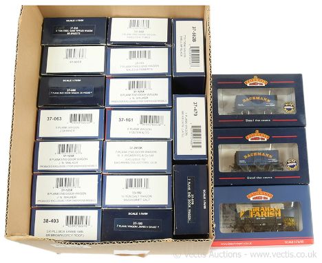 Bachmann OO Gauge group of Private Owner Vans consisting of Ref 37-082 7-plank Firestone Tyres, Ref 37-111 Eales &amp; Robert