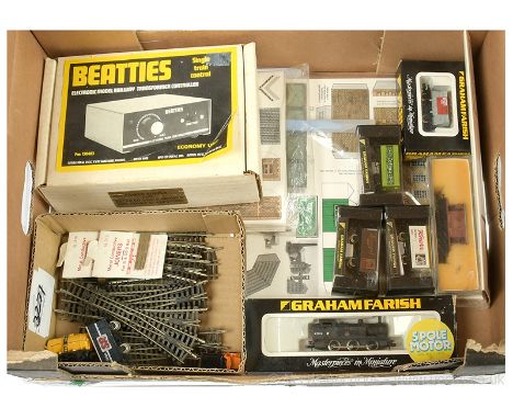 N Gauge Locos, Rolling Stock and Accessories comprising Graham Farish 1705 0-6-0 BR unlined black General Purpose Tank Loco N