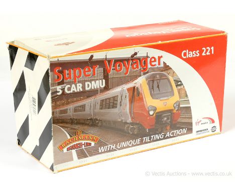 Bachmann OO Gauge ref 32-625 Virgin livery 5-car Class 221 Super Voyager DEMU with unique tilting action. Generally Excellent