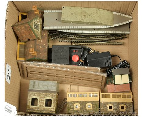 OO Gauge Buildings and Accessories to include Hornby Railways 2 x Signal Boxes (missing roofs), Station Building, Water Tower
