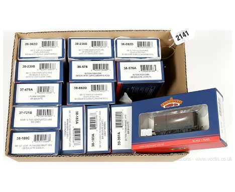 Bachmann OO Gauge ex-shop stock BR Goods Wagons some duplication comprising 3 x 38-082D BR Bauxite Vent Van (factory weathere
