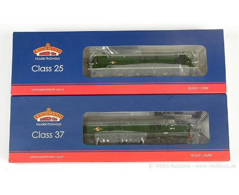 Bachmann OO Gauge BR green Diesel Locos comprising 32-787 Co-Co Class 37 No.D6714 and 32-328 Bo-Bo Class 25 No.D5182, conditi