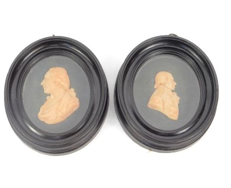 An 18thC wax profile portrait miniature of a gentleman, possibly by J Tassie, marked 'D.S.Buchaniae Comes 1783', bears signat