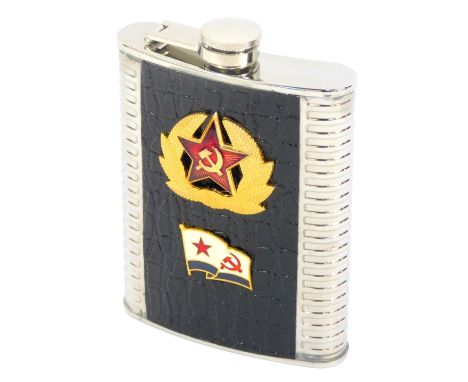 A Navy USSR flask, 8oz, stainless steel.