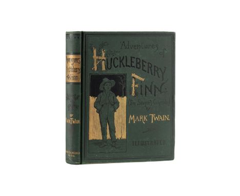 Adventures of Huckleberry Finn by Mark Twain. Published 1884 by Charles L. Webster. First edition. Early state. Contains many