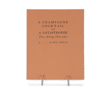 A Champagne Cocktail and A Catastrophe by Mark Twain. First edition, privately printed and housed in it's original peach wrap