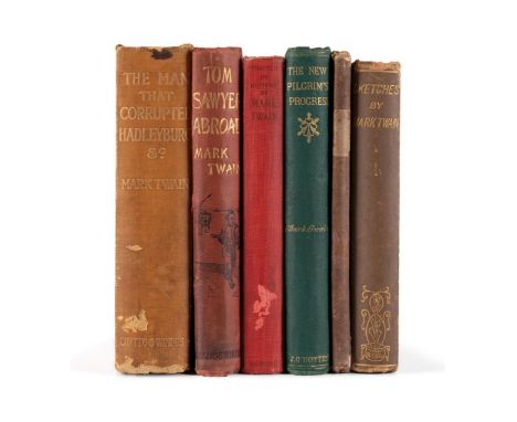 A collection of 6 books by Mark Twain, including some first editions. Mark Twain's Autobiography and First Romance. Published