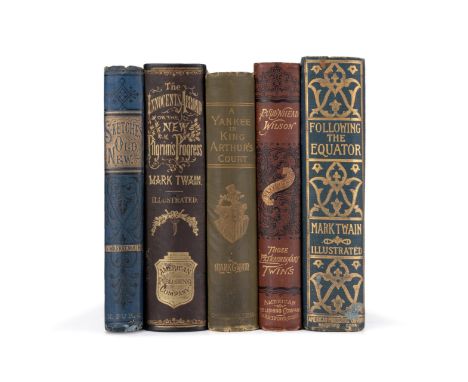 A group of 5 Mark Twain books: A Connecticut Yankee in King Arthur's Court by Mark Twain. Published 1889 by Charles L. Webste