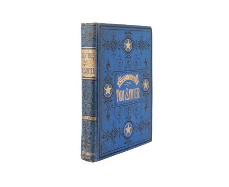 Adventures of Tom Sawyer by Mark Twain. Published 1876 by American Publishing Company. First edition, early state with half t