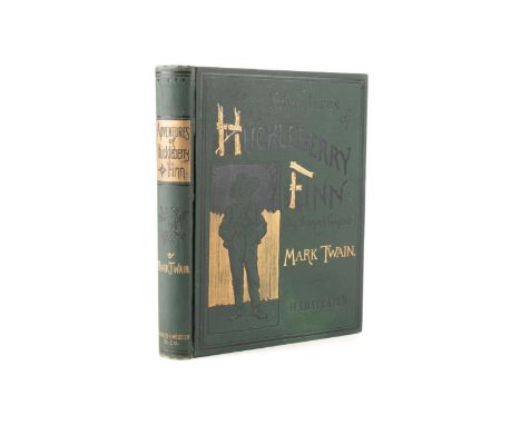 Adventures of Huckleberry Finn by Mark Twain. Published 1885 by Charles L. Webster. First edition. Later state. Contains many