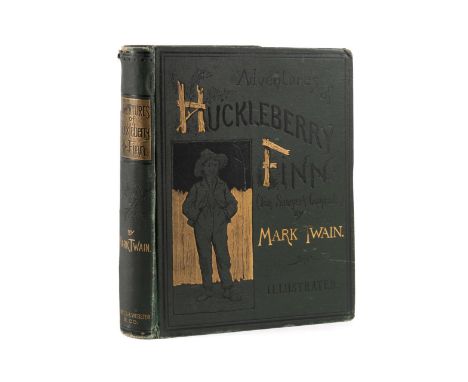 Adventures of Huckleberry Finn by Mark Twain. Published 1885 by Charles L. Webster. First edition, early state. Contains Page