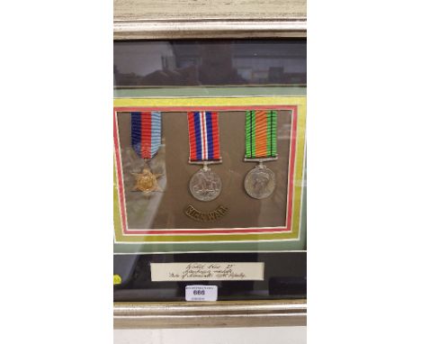 Three framed WW2 medals relating to the Duke Of Cornwall's Light Infantry