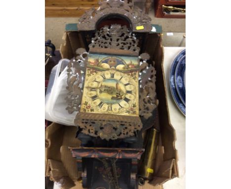 A Dutch lantern clock, mounted on painted bracket