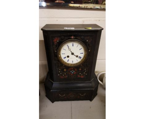 A late Victorian French two hole mantel clock
