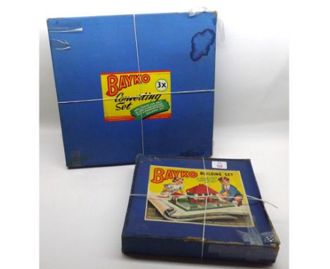 A Bayko Building Set No 1 and Bayko Converting Set No 3X, both in original boxes (boxes A/F)