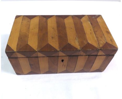A 19th Century Mahogany and Inlaid Former Tea Caddy of rectangular form, void interior, 9  wide