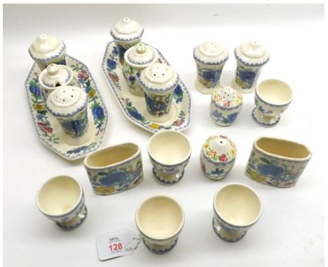 Mixed lot of Mason s Regency Tablewares comprising two 3-piece Cruets with Stands, further assorted Cruet items, Egg Cups and