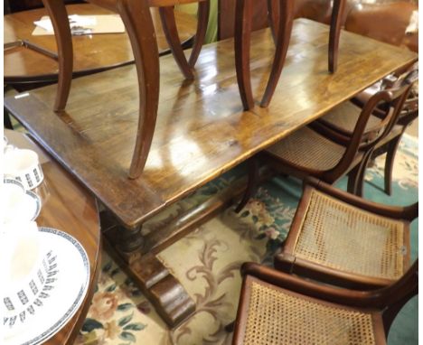 Good quality late 19th Century/early 20th Century Oak refectory Dining Table of rectangular form, raised on heavy turned legs