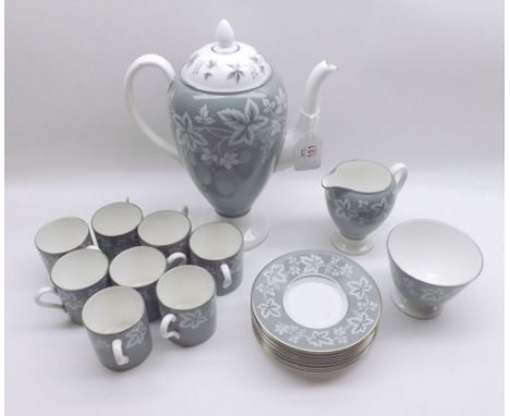 A Wedgwood Moselle pattern Coffee Service, comprising: Coffee Pot, Cream Jug and Sugar Basin; together with eight Coffee Cups